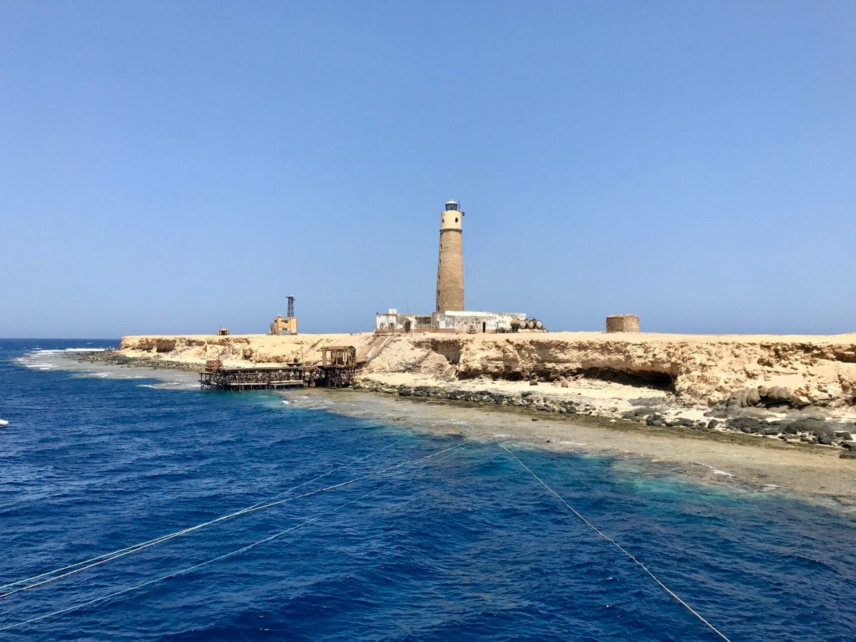 Lighthouse on Big Brother island in the Red Sea, September 2017