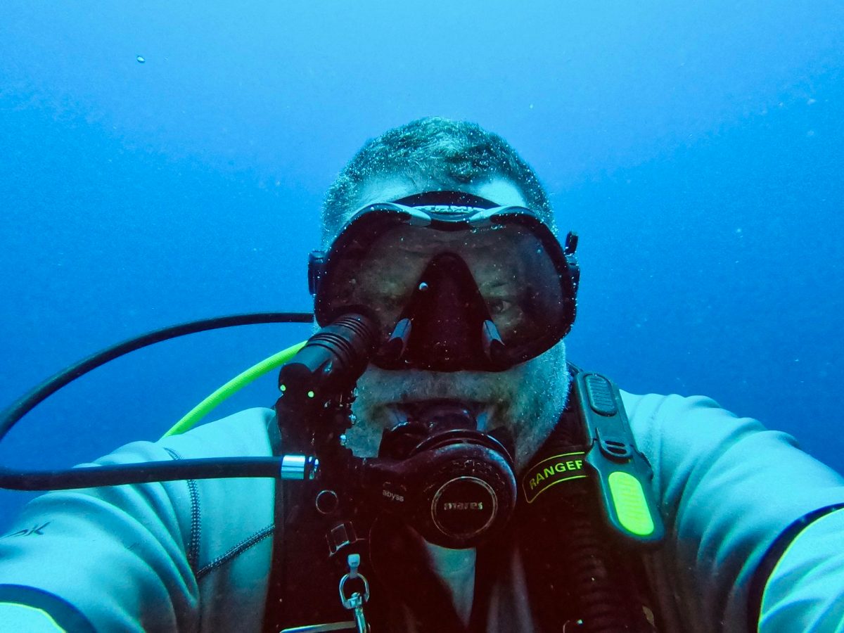 Darrell Seale underwater in the Philippines, August 2023